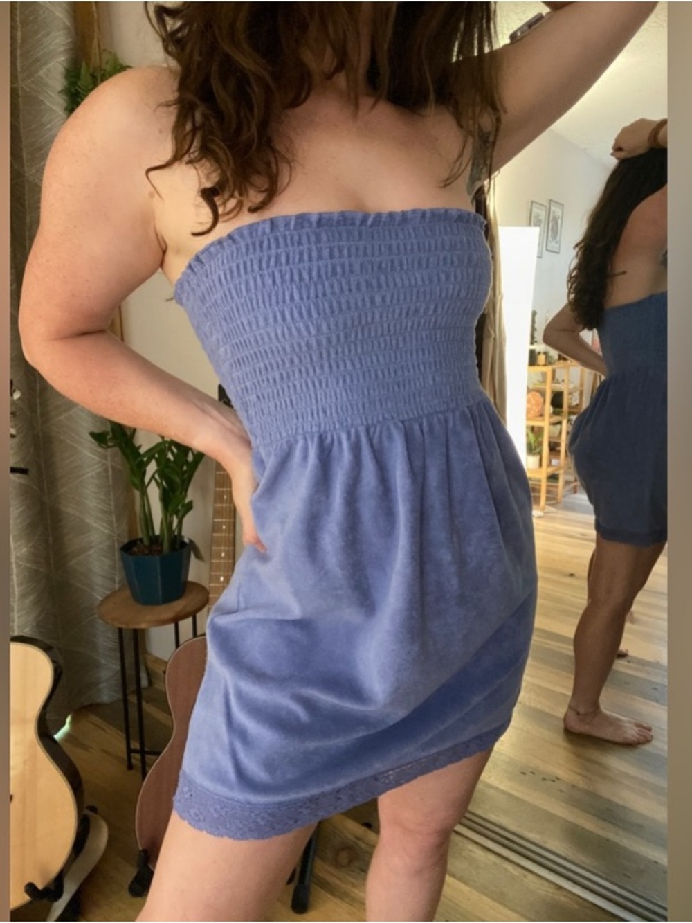 Aeropostale XL Yellow Strapless Smocked ‘Terrycloth’ Mini Dress Cover Up